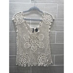 New‎ directions crocheted Sleeveless Top women's large 100% cotton